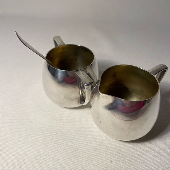 1950s Empire Craft's Quadruple Plate Creamer and Sugar Bowl Mid-Century Modern - Picture 12 of 12